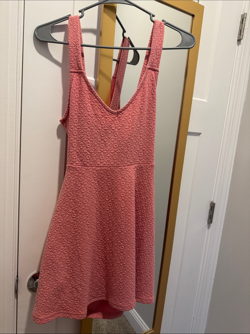 Roxy Coral Pink Textured Sleeveless Fit & Flare Dress